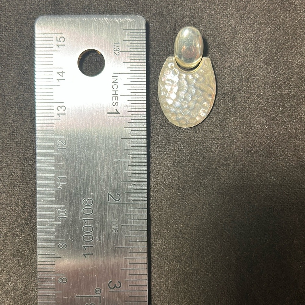 Silver Hammered Oval Pendant